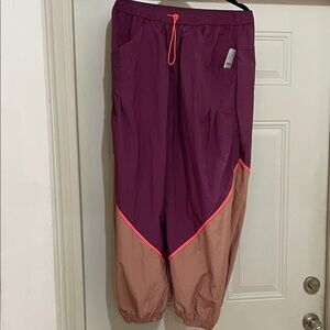 FP Movement by Free People Purple and Tan Track Pants NWT L